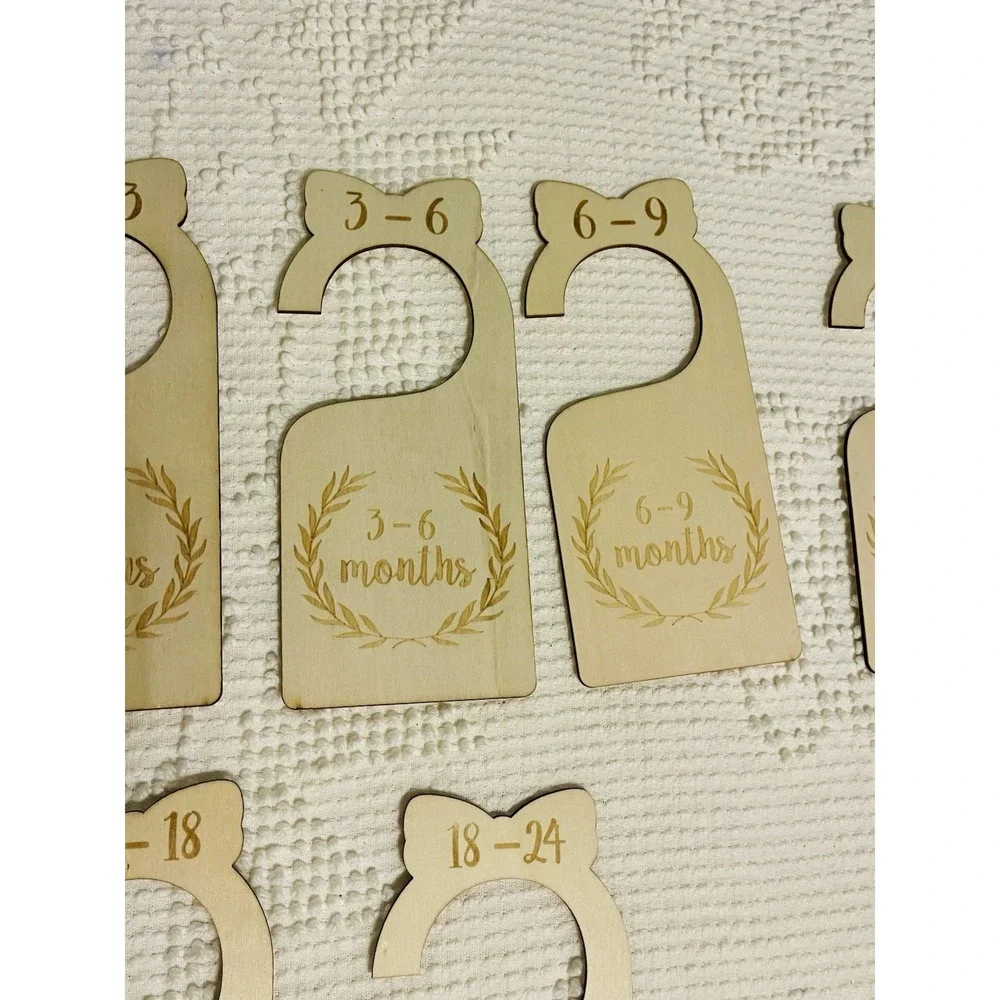 Wooden Baby Nursery Closet Dividers Set of 7 Newborn to 24 Month